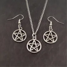 Комплект ювелирных изделий с пентаграммой, ожерелье с пентаклем, серьги с пентаграммой