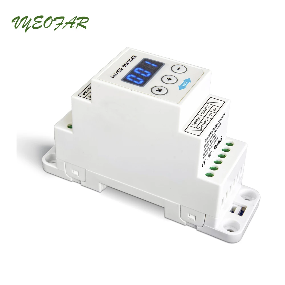 

New LTECH DIN-DMX-12A DIN Rail DMX Decoder 1CH DMX-PWM Decoder;DC5-24V input;12A*1CH Max 12A output DMX512 Controller