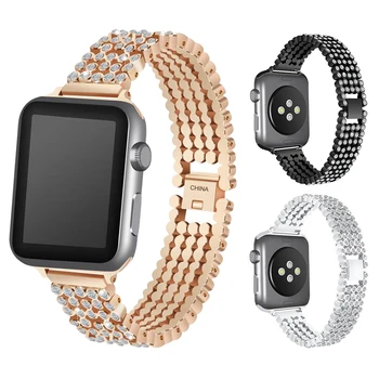 

Stylish Crystal Diamond Strap For Apple Watch Band 38/42/40/44mm Stainless Steel Replacement Bands for Watch Series 1 2 3 4