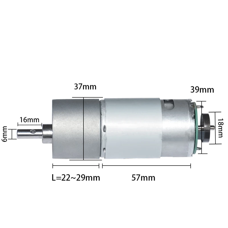 37GB555H DC Шестерни Мотор 12V 24V 10/18/30/55/85/120/170/280/500/900 об/мин двусторонний Регулируемый DC Шестерни двигатель с датчиком для "сделай сам"