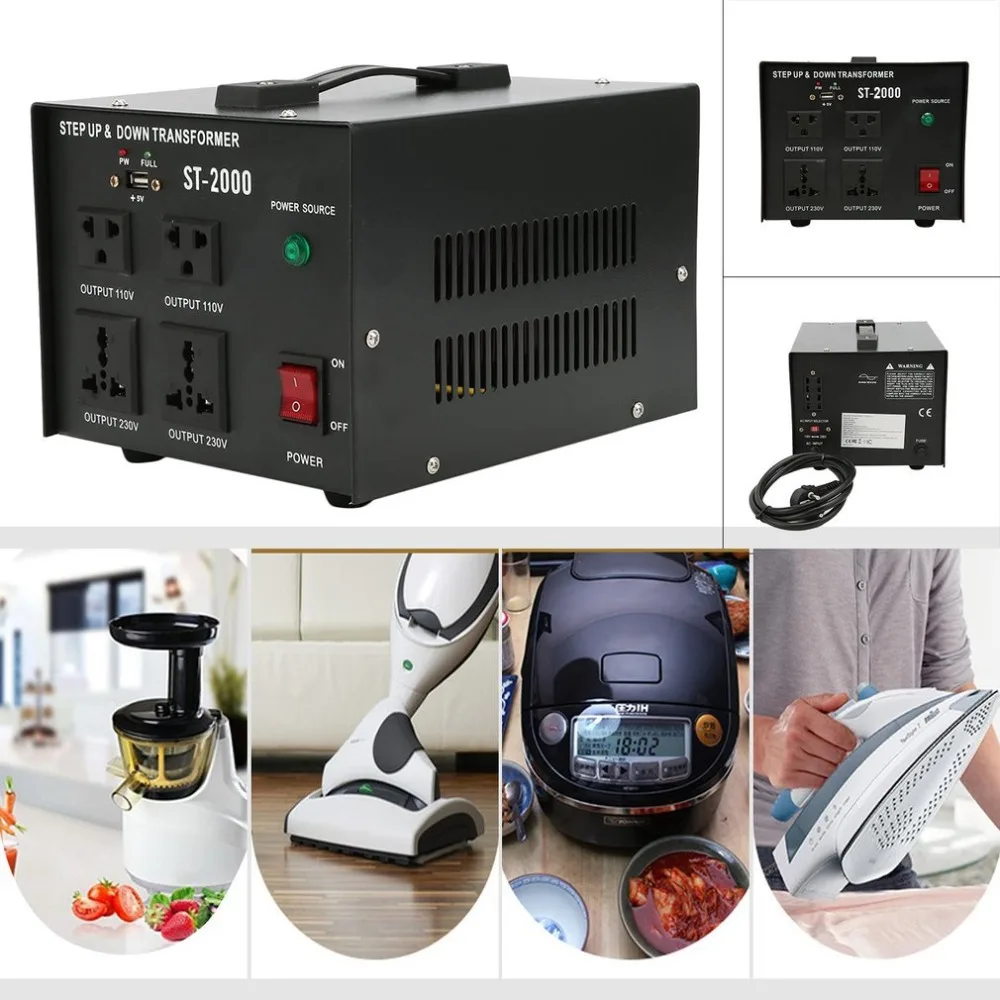 

Professional 2000W Power Voltage Converter Step Up Down Transformer Output Voltage 110V 230V For Refrigerator Microwave EU Plug
