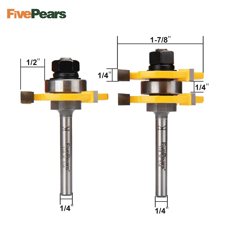 FivePears 2 шт./компл. 1/" 6,35 мм хвостовик с ответной канавкой и шарнир в сборе для создания выпуклой филенки 3/4 Stock Режущий инструмент для дерева