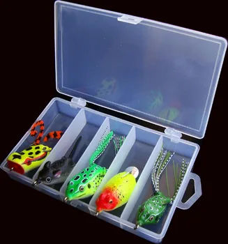 

5PCS Mix Fish Fishing soft frog lure lures Bait Tackle box 14g