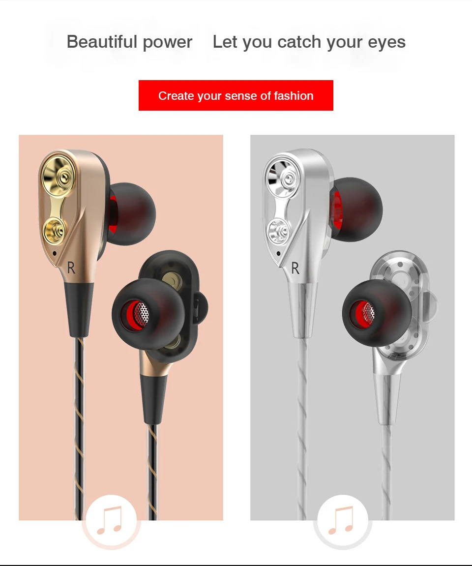 Noise Cancelling Earphones Dual Driver Earphone With MIC Gaming Headset Stereo Earphones With Microphone For Mobile Phone (18)