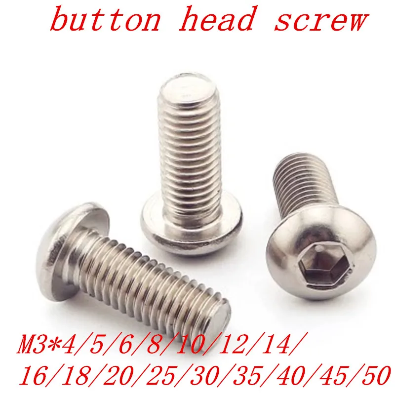 50 шт. iso7380 M3 * 4/5/6/8/10/12/14/16/18/20/22/25/30/35/40/45/50 болт A2-70 с полукруглой головкой винтовой из