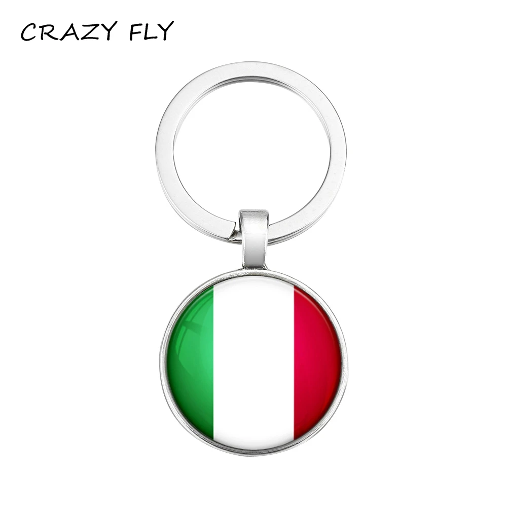 Магазин CRAZY FLY заказной брелок для ключей флаг стекло с флагом Италии цепочка