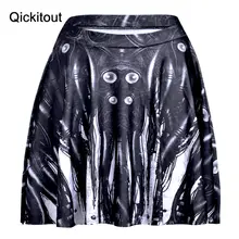 Qickitout юбки тонкие Высокое качество модные сексуальные тонкие женские черные и белые чернила акварельные юбки с 3D Цифровым принтом