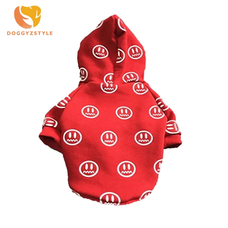 New Design Spring Autumn Pet Products Clothes Dog Hoodies Soft Cotton Smiley Face Dog Coat Two-Legged Easy Cleaning Sweater