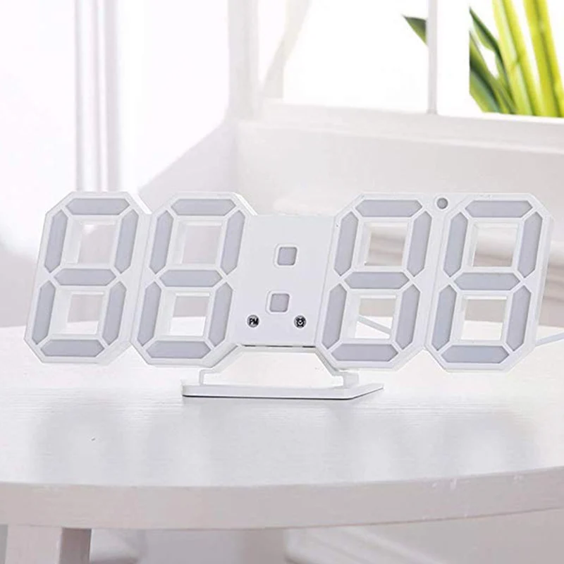 Online Moderno Digital 3D LED Reloj de pared digital Despertador con función Snooze con pantalla de 12 24 horas LB88