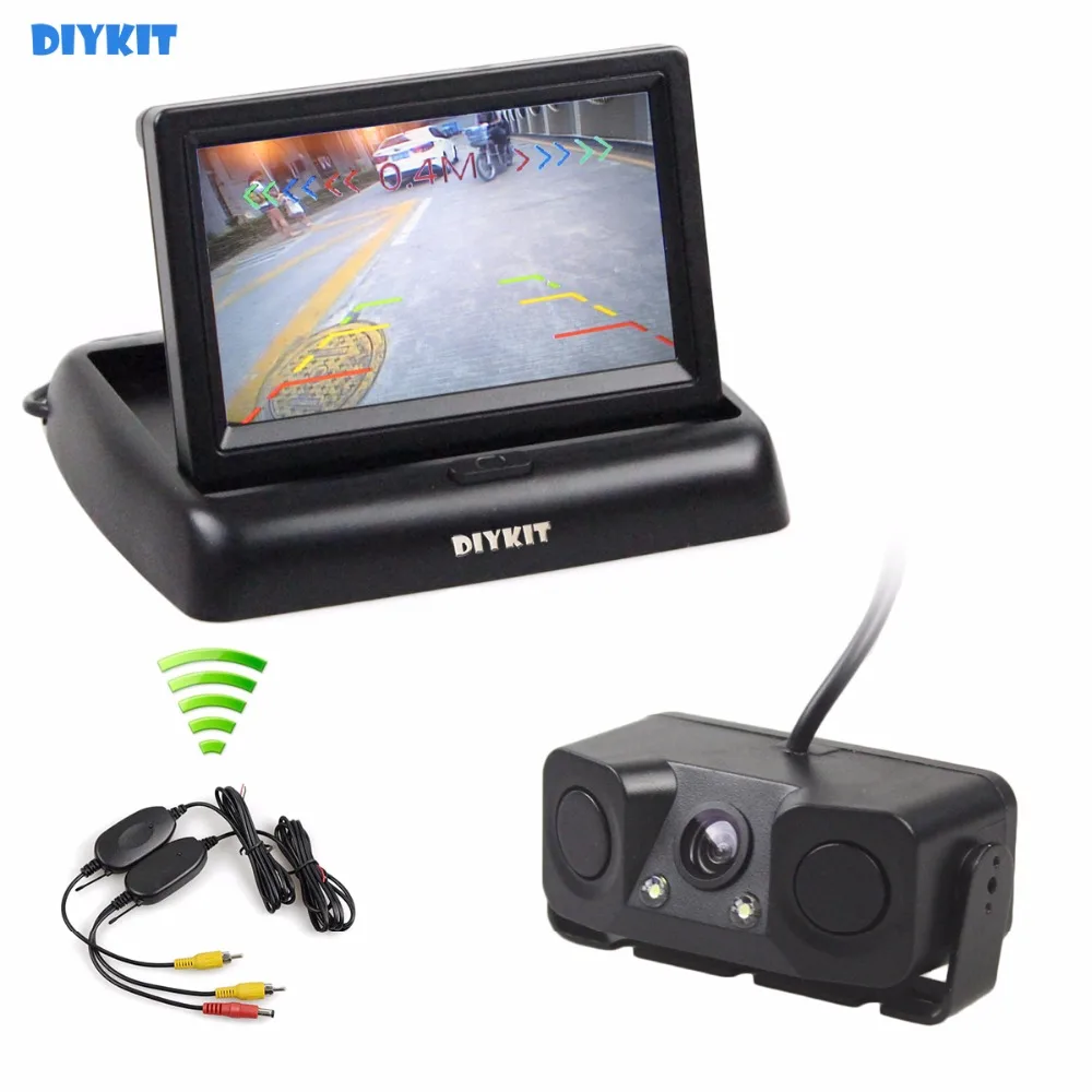 DIYKIT Wireless 4.3 Inch Car Reversing Camera Kit Back Up Car Monitor
