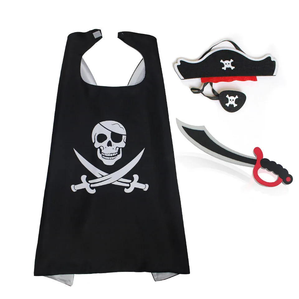 

Kids Pirate Costume Accessories Hat Eye Patch Dagger Cloak Masks for Boys Birthday Halloween Party Decoration Cosplay Dress Up