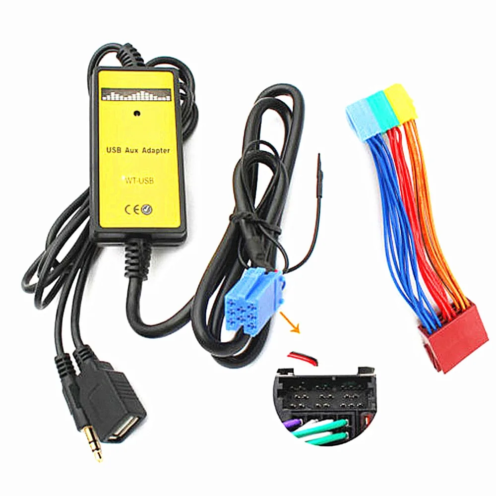 2018 Hot Car CD MP3 USB Interface Adapter AUX In Input for Audi A2 A4 A6 S6 A8 TT S4 S8 with Mini ISO 8P blue connector