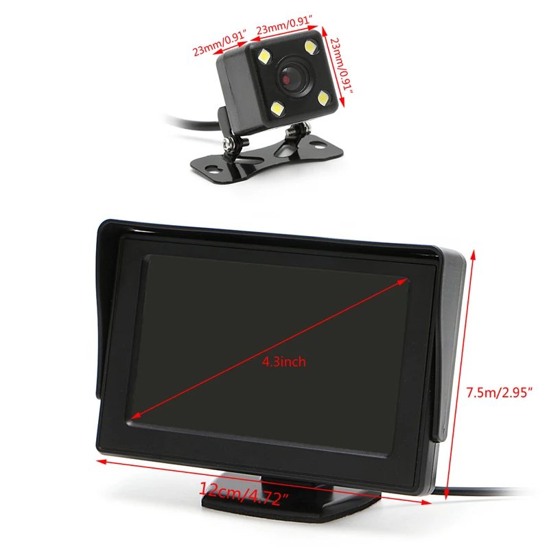 2 в 1 Автостоянка 4," TFT lcd цветной дисплей монитор+ Водонепроницаемая камера заднего вида