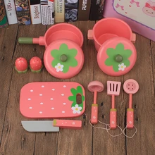 Детские игрушки, набор горшков для моделирования, 9 шт., кухонные аксессуары, деревянные игрушки, кухонная посуда, обучающая мебель для детей, для раннего воспроизведения, подарок на день рождения