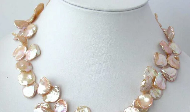 

Miss charm Jew1476 NATURAL 18" 20mm baroque pink keshi reborn pearl necklace