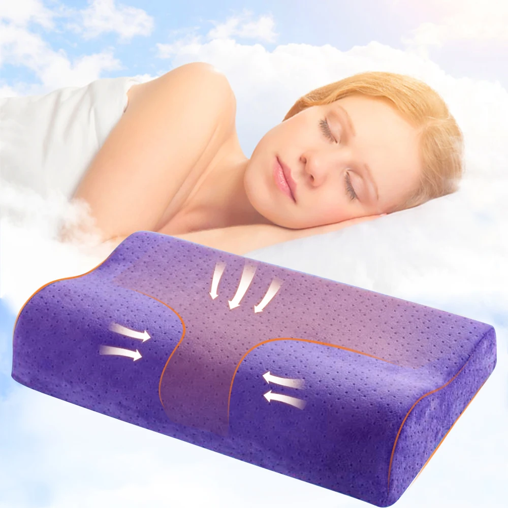 Подушка из пены с эффектом памяти, однотонная бархатная наволочка для взрослых, защита шеи для спальни, защита шейки матки, забота о здоровье, улучшение мягкого сна