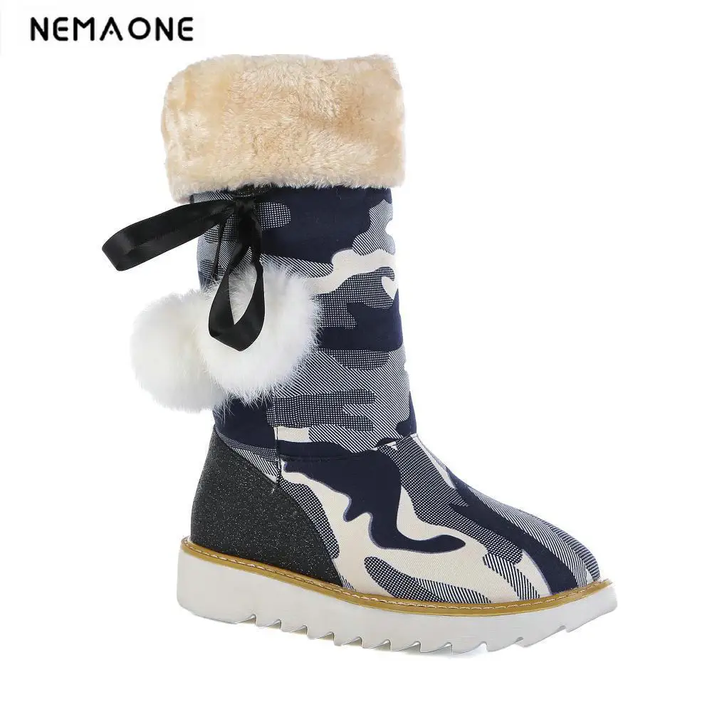 

2018 new arrive winter warm snow boots fashion platform shoes flat heels knee high boots camouflage denim women boots
