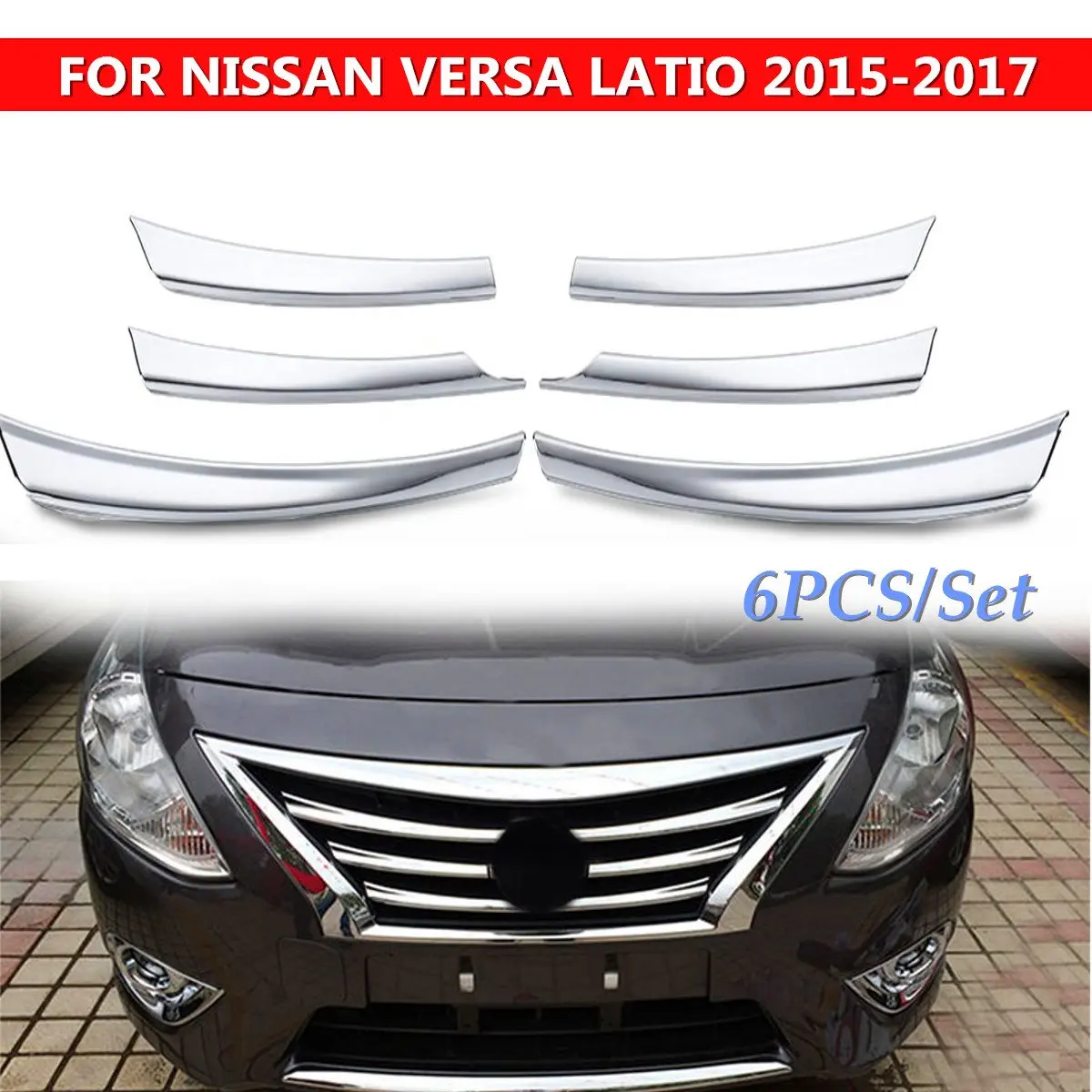 FIT FOR NISSAN VERSA LATIO CHROME FRONT MESH GRILLE HOOD BUMPER LID COVER TRIM