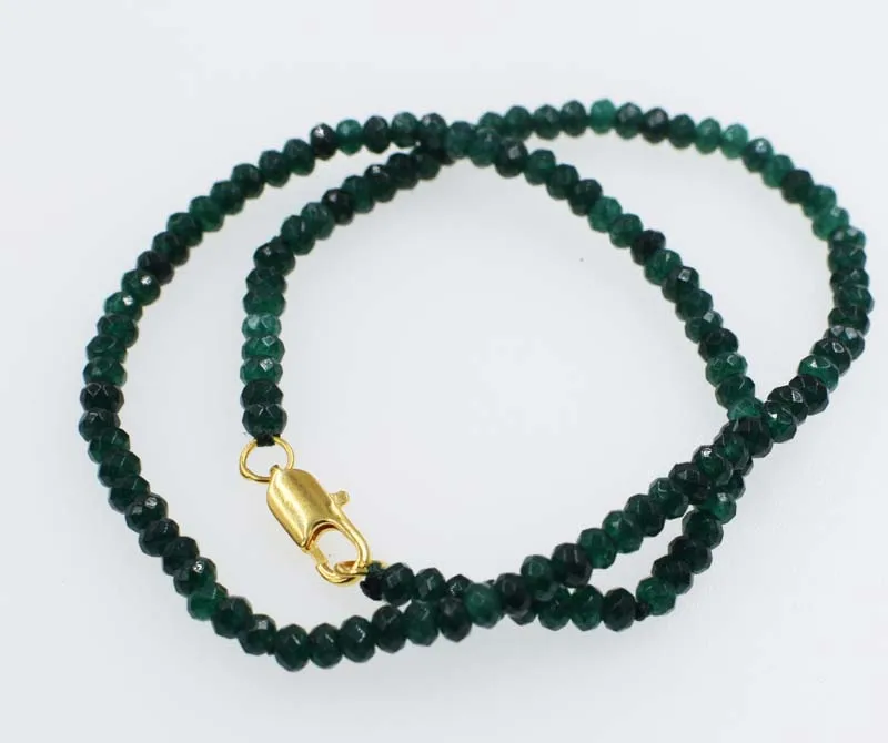 

wow!green jade faceted roundel 4*2mm necklace 16inch wholesale beads FPPJ
