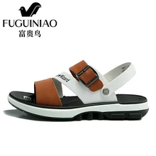 FUGUINIAO/мужские сандалии из искусственной кожи; лето года; брендовые новые пляжные мужские водонепроницаемые сандалии; воздухопроницаемые тапочки; мужская повседневная обувь