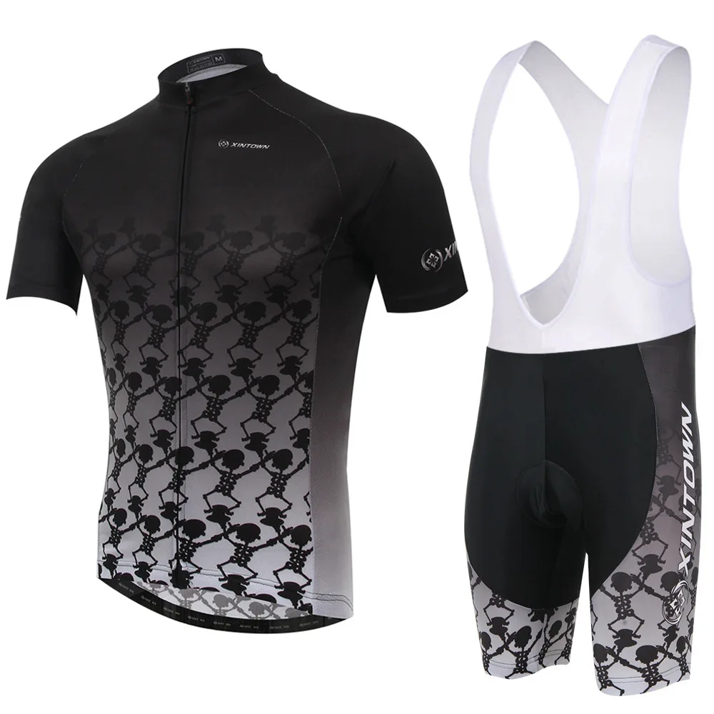 

Cycling Set Men Summer Short Sleeve and Bib Shotrs Black Anti-sweat Breathable Bicycle Set Riding Bike Jersey Shorts Ciclismo