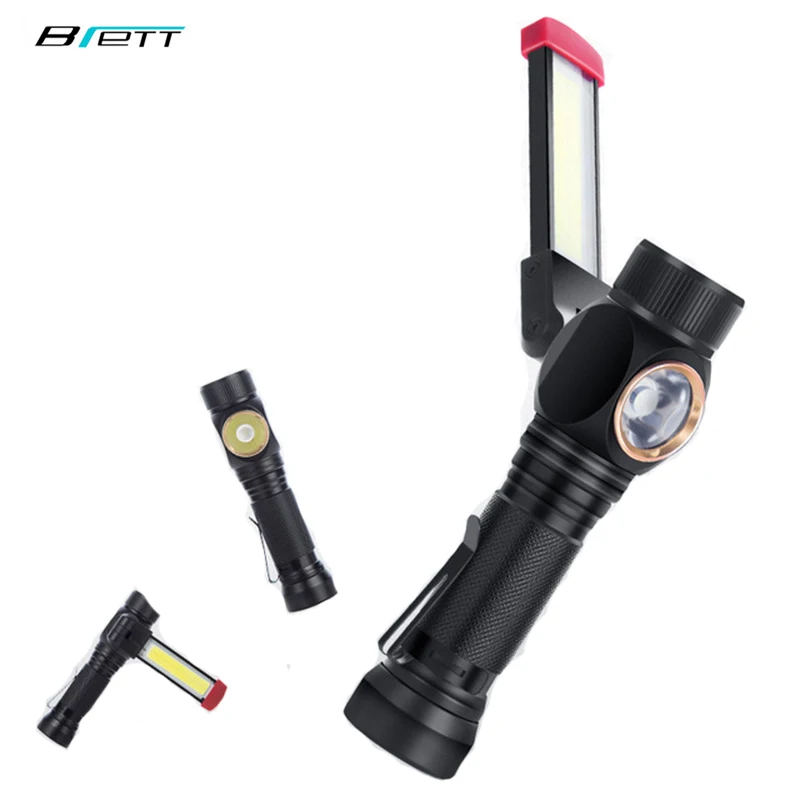 

Flashlight usb charging xml t6 Multifunctional super bright waterproof Car work COB maintenance light led torch