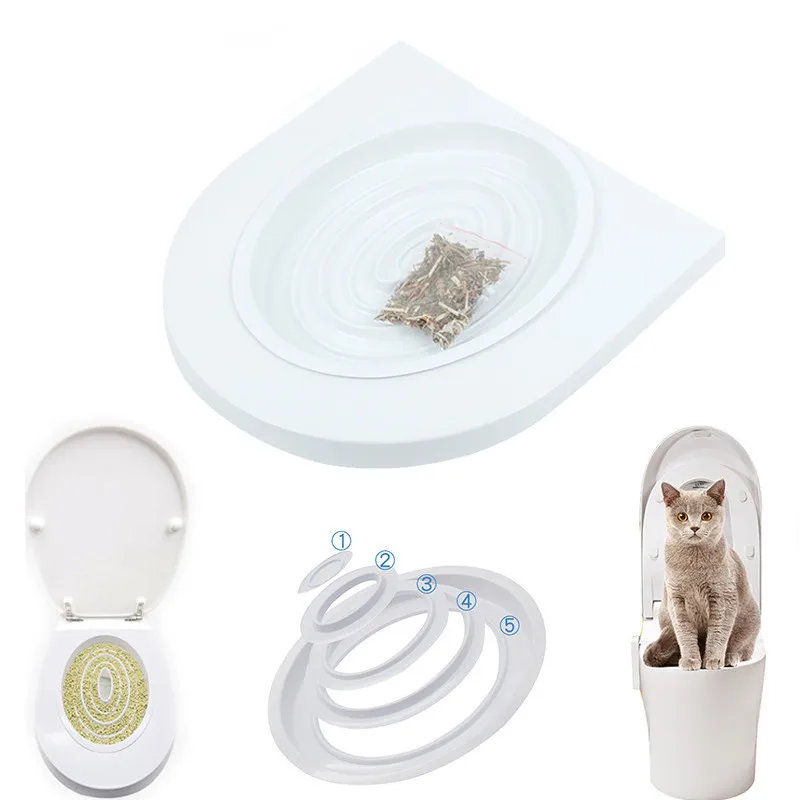 

Pet Cat Toilet Training Kit Seat Cat Litter Cleaning Trays Small Cat Potty Train System Training Toilet Tray Pet Supplies