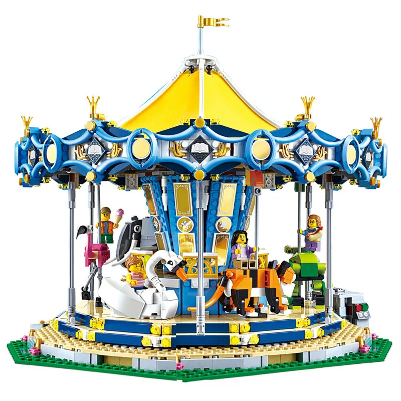 

SLPF Children Carousel Educational Assembled Diy Small Particles Building Blocks Bricks Boys Girls Toys Compatible Legoing I23