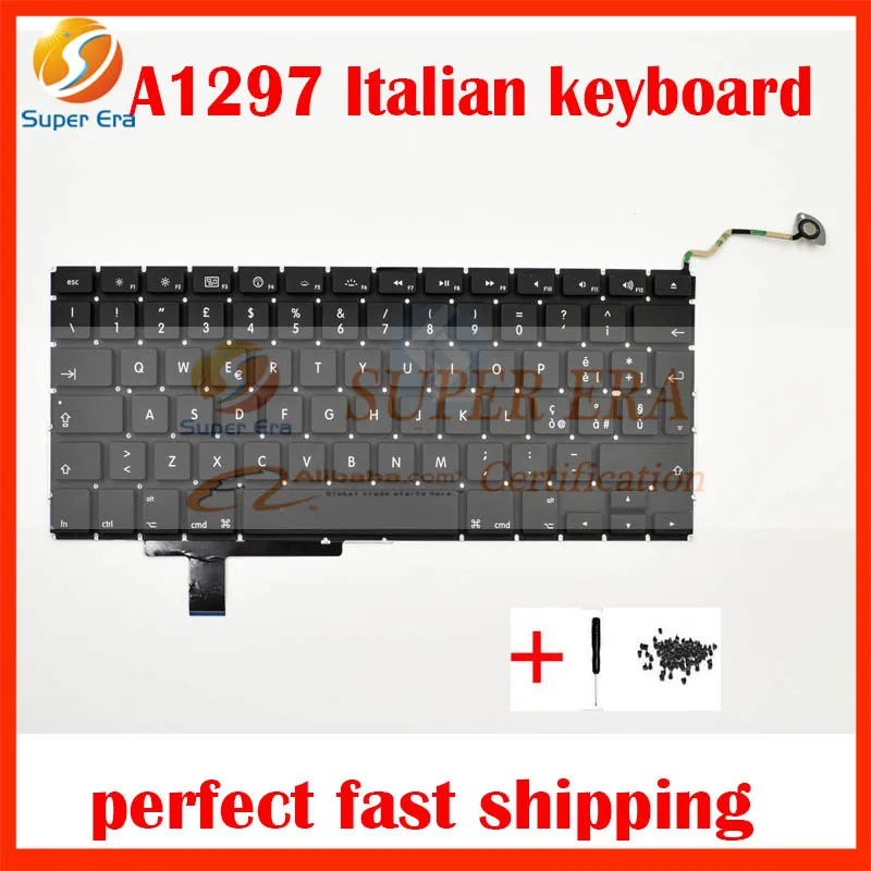 5 шт./лот итальянские клавиатура без подсветки с подсветкой для MacBook Pro 1" A1297 2009 2010 2011 тестирование