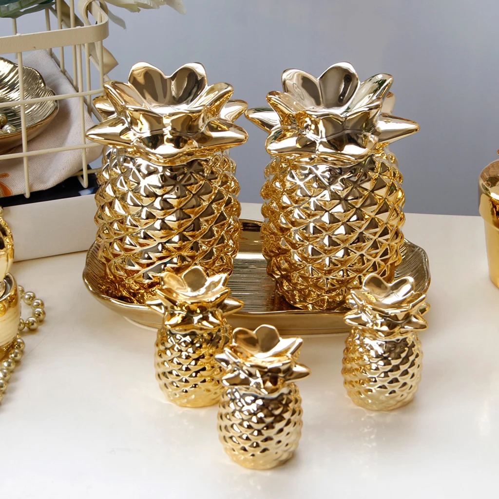 

Golden Ceramic Yellow Pineapple Figurine, Artificial Statues Fruit Ornament Table Decor Fruit Model Miniatures Decoration Crafts