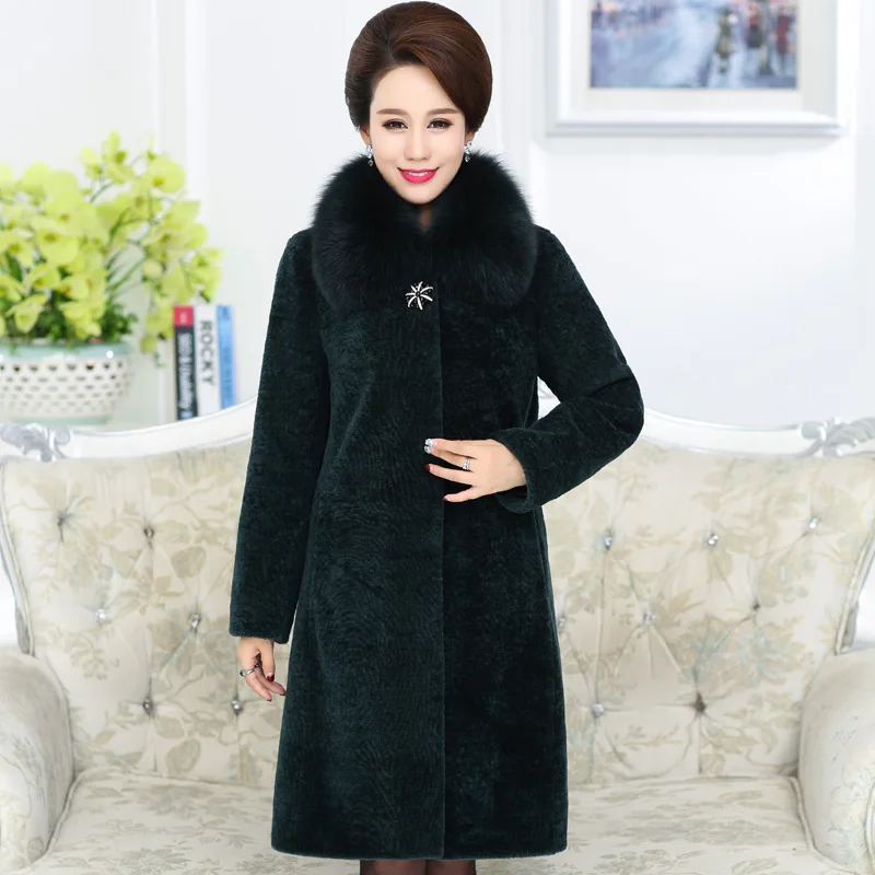 The new 2018 middle-aged and old lambs wool long fox collars in sheep sheared fur coat female winter | Женская одежда