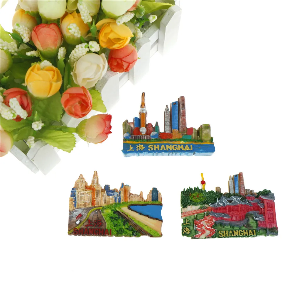 Shanghai China Travel Tourism Souvenir 3D Resin Fridge Magnet Stickers Home Decoration Craft Supplies