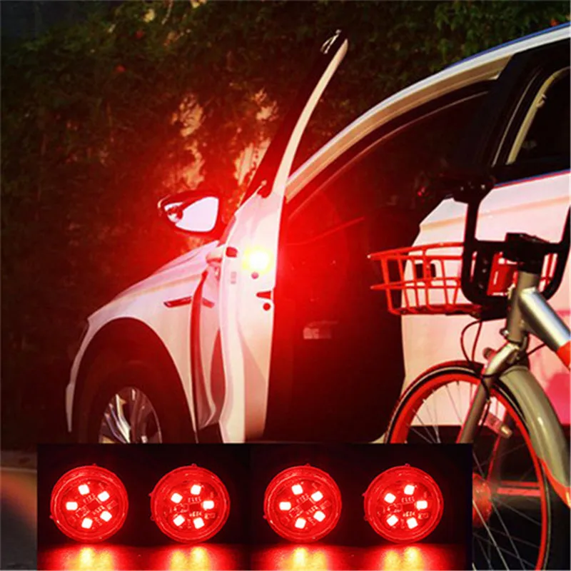 4pcs 5 led Red Новинка, 5 светодиодов, предупреждающие огни для открывания двери автомобиля, беспроводной магнитный дизайн, стробоскоп, мигающий, защита от столкновения сзади, Лампы Безопасности - Испускаемый цвет: 4pcs 5 led Red