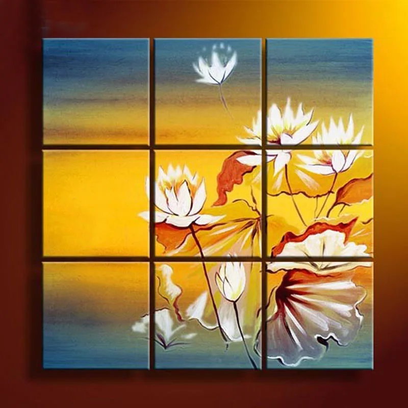 

100% Pure hand painted lotus oil painting on canvas modern decorative wall pictures oil painting top quality decoration wall art