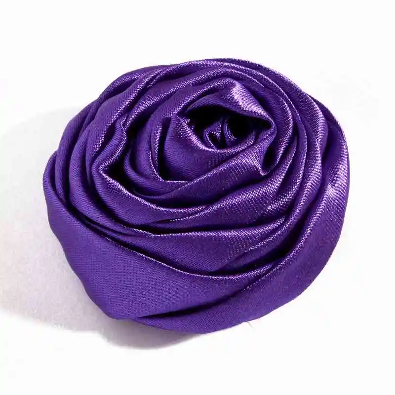 10pcs/lot 5cm 20colors Hair Clips Handmade Rolled Soft Satin Rose Flowers Artifcial Solid DIY Fabric Flowers For DIY Headband - Цвет: O