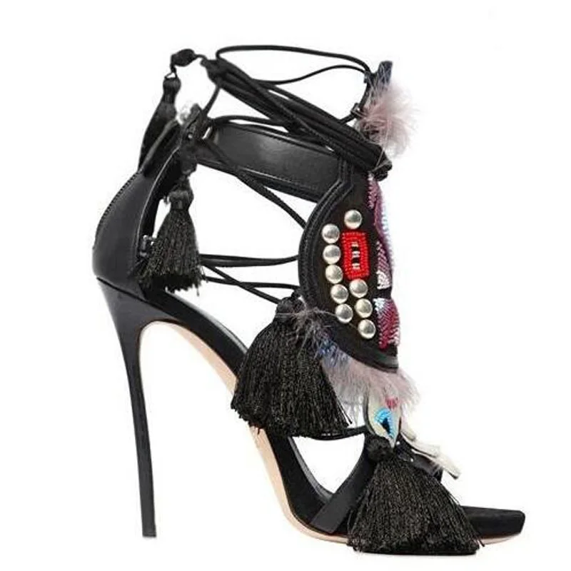 embellished ankle wrap heels