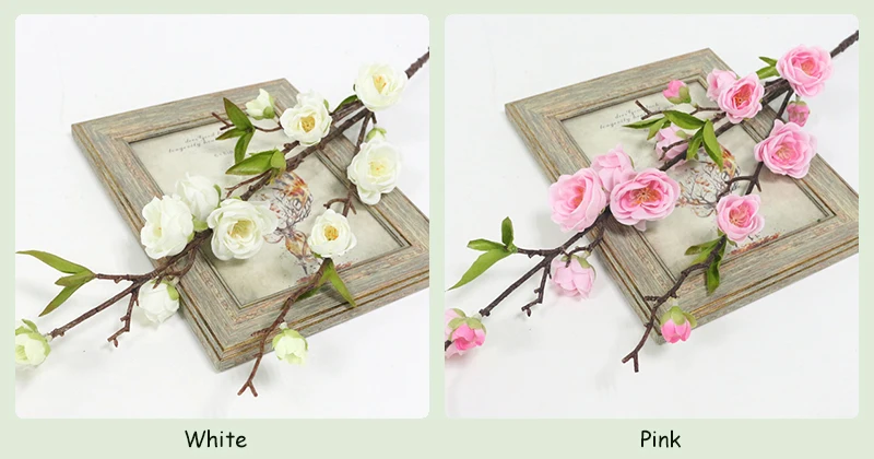 JAROWN Artificial Flowers For Plum Blossom Fake Leaves Table Arrange Silk Flowers For Wedding Home Party Decoration Accessory  (25)