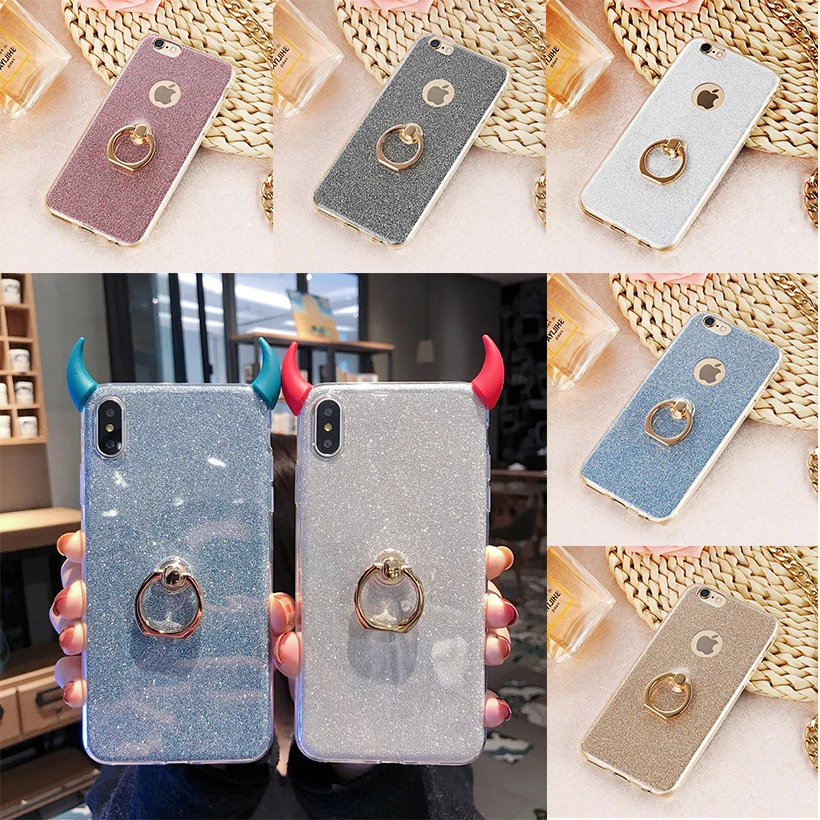 

Gliiter Finger Ring Cases For iPhone 8 Plus Case iphone 7 X XS Max XR 6 6S 5 5S SE 4 4S Protective Bling Covers