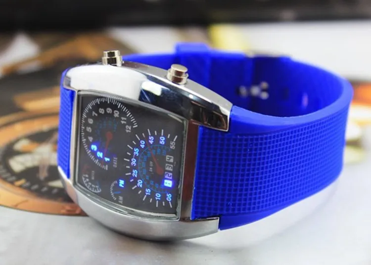Erkek Kol Saati модные мужские часы уникальный светодиодный цифровые часы мужские наручные часы электронные спортивные часы relogio masculino - Цвет: Blue