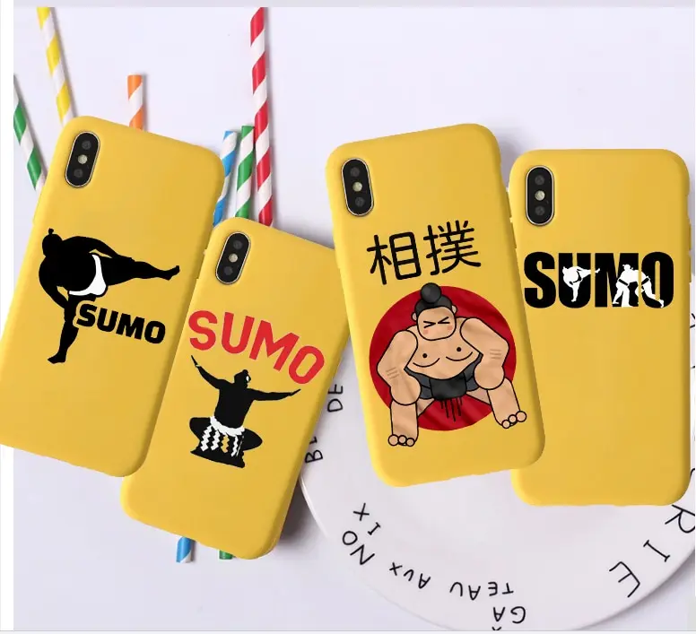 fashion manga cute Sumo Candy Color TPU Case phone For iphoneX XS XR XSMA YOUR SLOGAM HERE Red yellow purple White cover