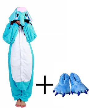 

Winter Onesie Women Nightgown With Long Sleeves Blue Cartoon Sleepwear Comfortable Paw Shoes To Wear Home Indoors Clothes