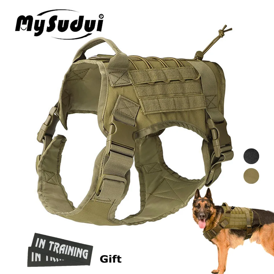 Military Tactical Dog Harness Vest Large Dog Adjustable Pet Dog Vest
