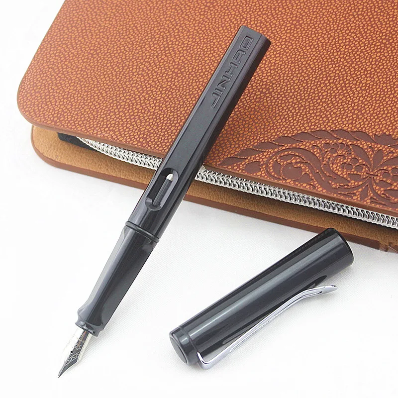 

0.5mm Fine Stainless Steel Tip Head Fountain Pen Resin Body Student Stationery Office School Supplies Generic 2.6mm Ink Sac Pen