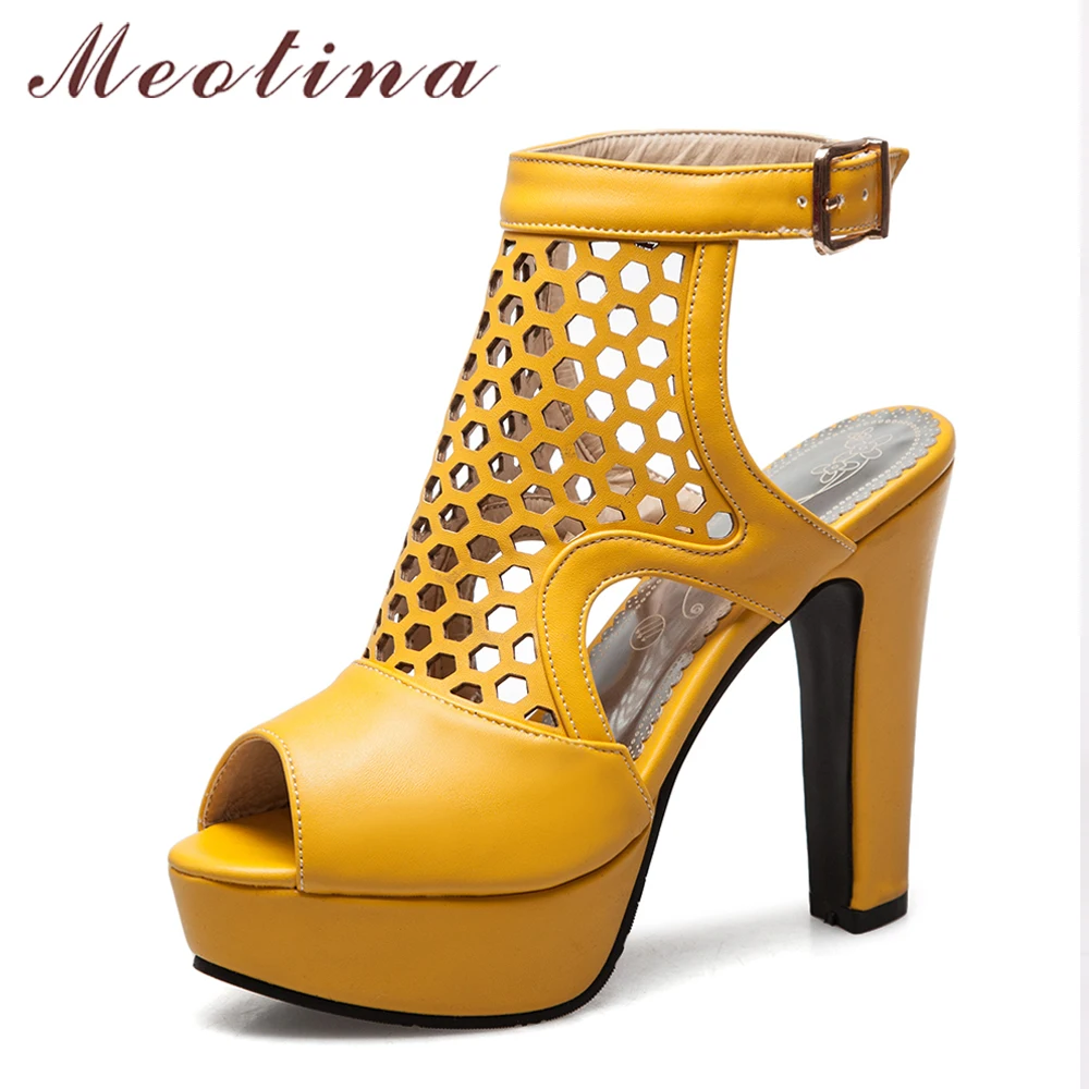 Meotina Women Sandals High Heels Platform Shoes Slingbacks Open Toe Gladiator Sandals Hollow