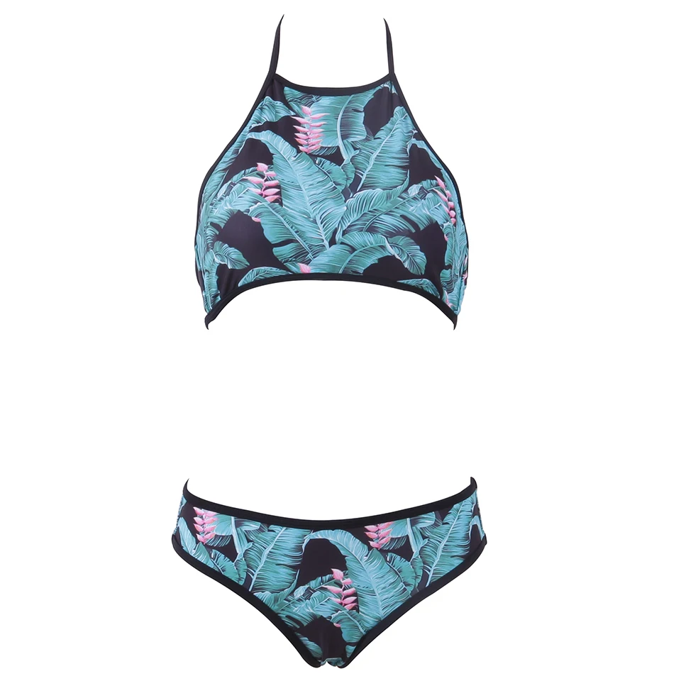 NAKIAEOI-Sexy-High-Neck-Bikini-2018-Swimwear-Women-Swimsuit-Print-Green-Halter-Top-Brazilian-Bikini-Set (2)
