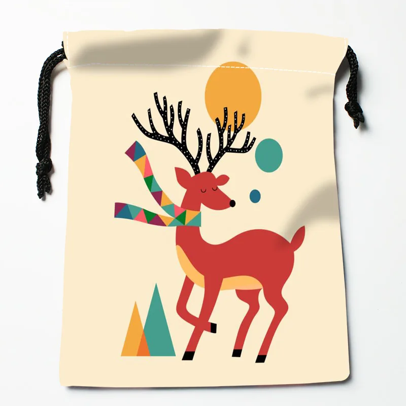 Custom deer printed Satin storage bag drawstring gift bags More Size storage custom your image 27x35cm