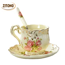 Hohe Qualität Elfenbein Porzellan Elegante Kaffeetassen Und Untertasse Keramik Tassen Luxus Britischen Stil Nachmittagstee Tasse Set