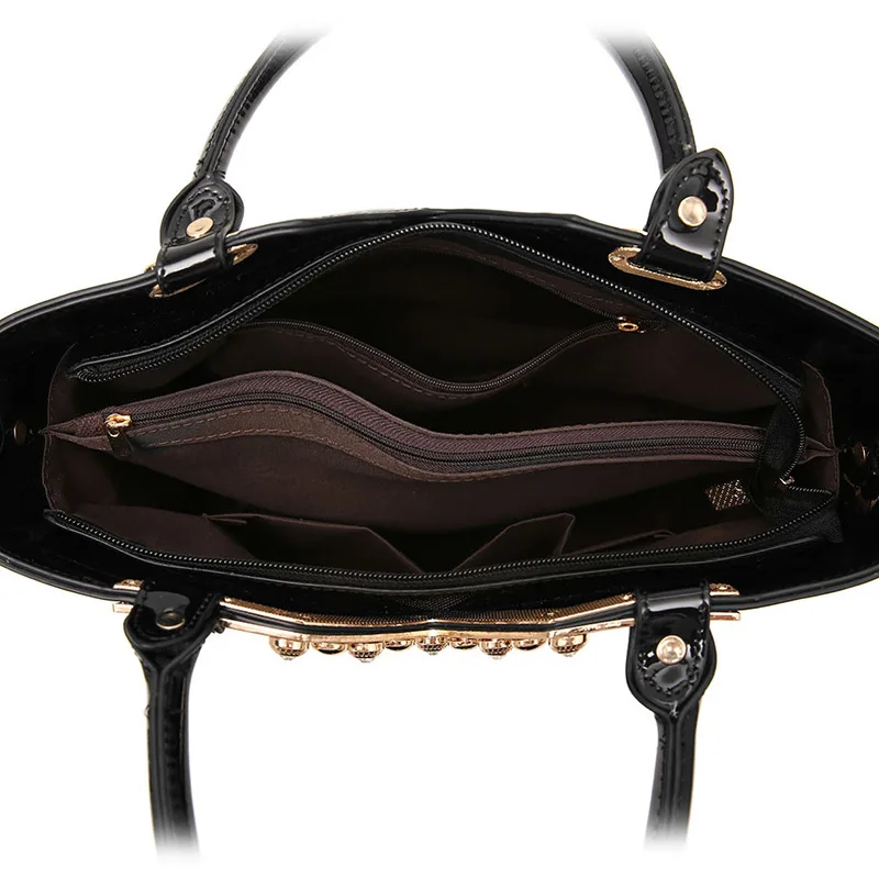 2018 Fashion Luxury Sequin Embroidery Women Bag Patent Leather Handbag Diamond Shoulder Messenger Bags Famous Brand Designer Sac