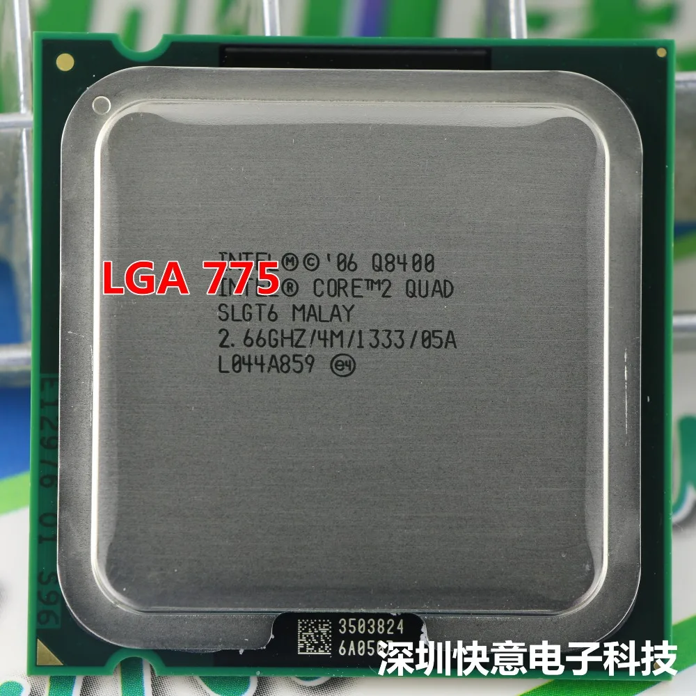 Для процессора Core 2 Quad Q8400(2,66 ГГц/4 м/1333 ГГц) разъем 775 настольный процессор