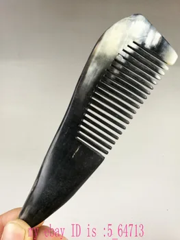 

Chinese natural black Ox horn comb Health massage